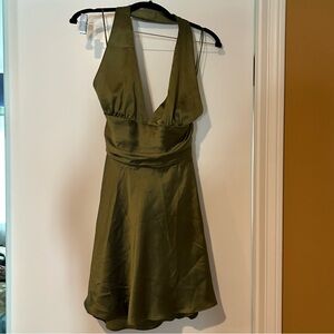 Zara Olive Green Halter Dress